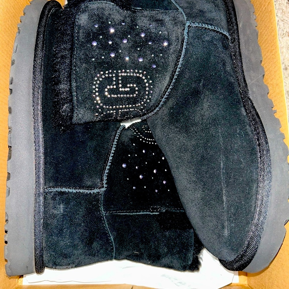 UGG Black Suede Boots with Studded Design